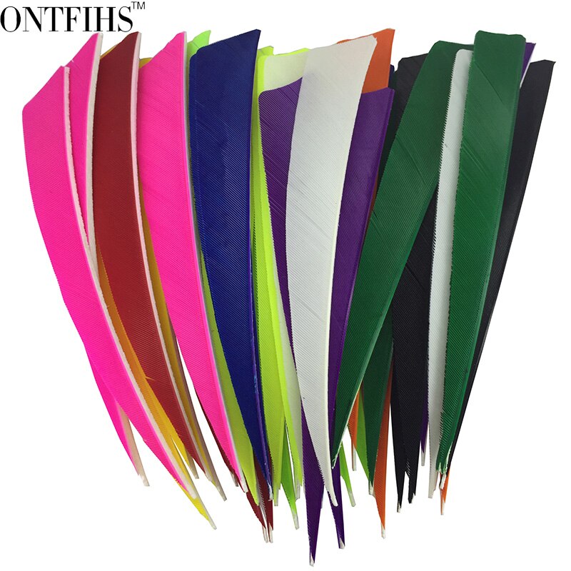 50 stuks ontfihs 5 " multicolor schild gesneden lange veren veren boogschieten pijl accessoires veren pijl echte veren