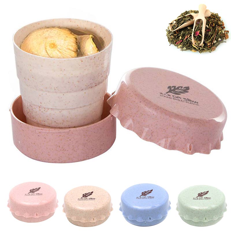 Portable Collapsible Folding Cup With Lid Straw Wheat Plastic Mug Outdoor Travel Camping Drinking Cups AUG889