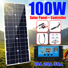 100W 1 Monocrystalinesolar Panel Dual 12V/5V Dc Usb Charger Kit Met 10A Solar Controller & kabels