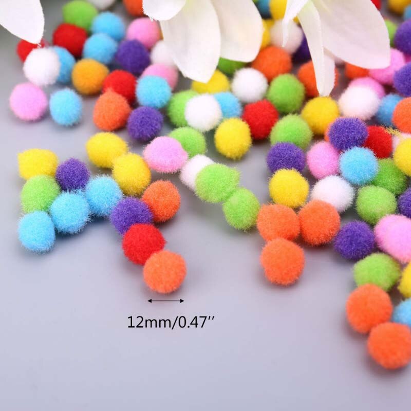 1000Pcs Soft Round Fluffy Craft PomPoms Ball Mixed Color Pom Poms 12mm DIY Craft BX0D: 12mm