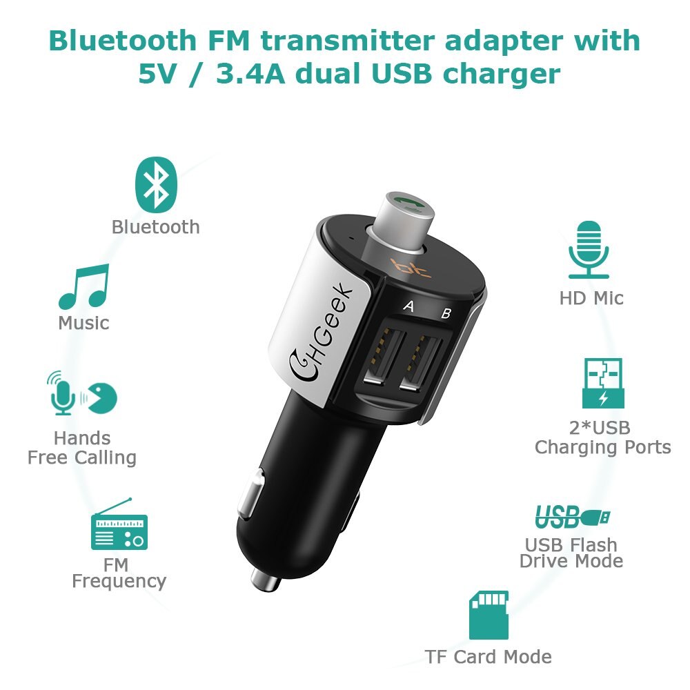 Transmisor Bluetooth para coche, 12-24v, doble USB, pantalla LED,