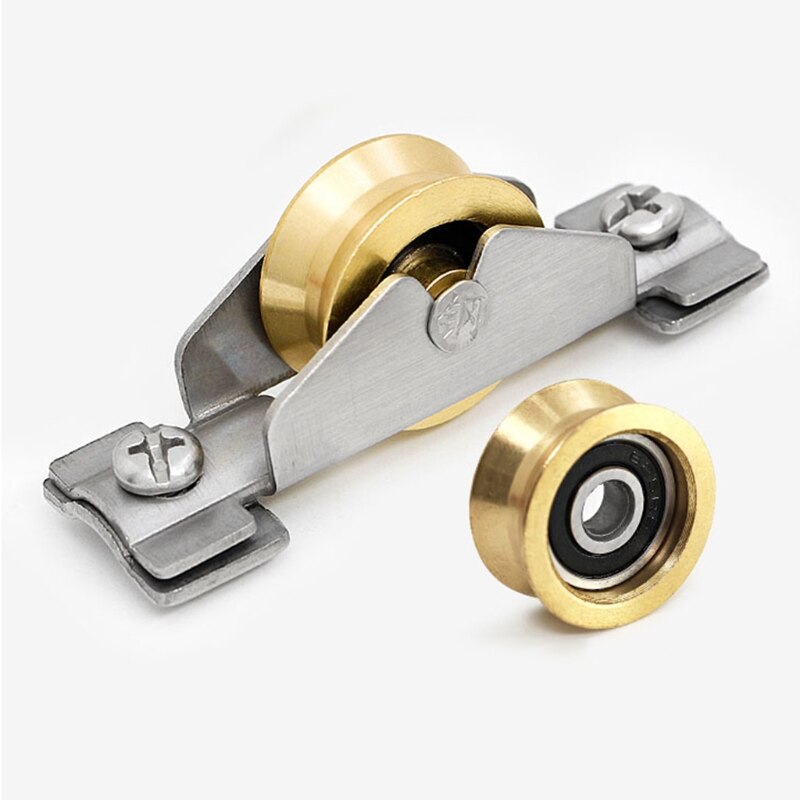 4Pcs V Groove Wheel Heavy Duty Track Roller Double Bearing Rigid Caster for Swing Sliding Gate Doors Window