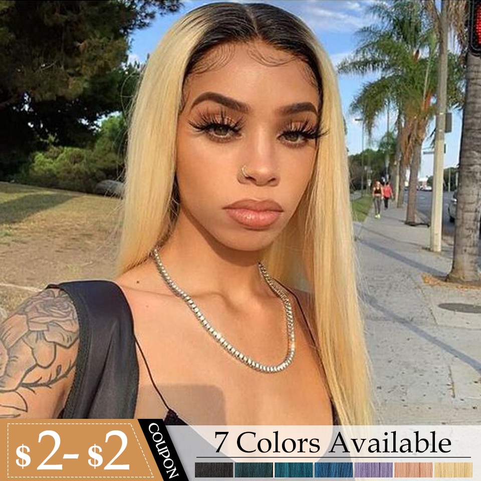 Bella Longue Droite Ombre Bleu & Vert Rose Blond Violet Violet Noir Bleu vert cheveux pièce 7 couleurs Résistant À La Chaleur Synthétique Dentelle Perruques Pour Les Femmes 20 pouce partie médiane droite colorée perruq