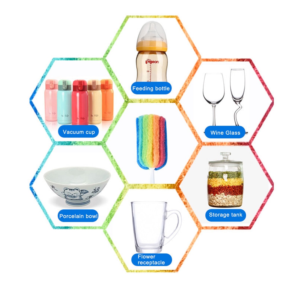 Afneembare Water Fles Mok Cup Glazen Wassen Spons Borstel Scrubber Met Handvat Gebruiksvoorwerpen Borstel Glas
