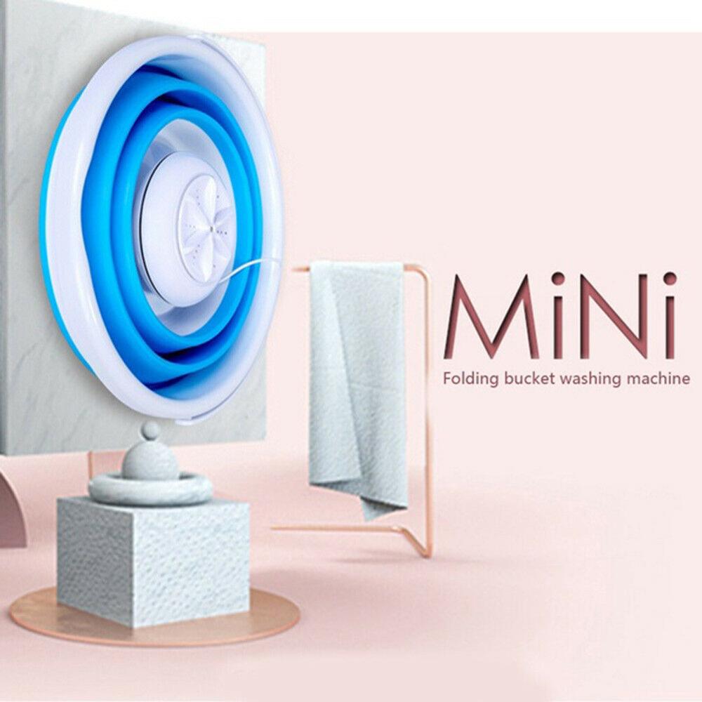 Fold-tub Mini Washing Machine Ultrasonic Cleaning Small Portable Washer USB Dormitory Mini Laundry Machine with Folding Barrel