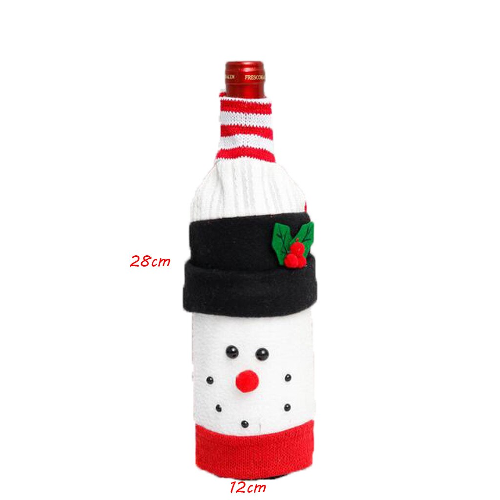 Decoración navideña para el hogar, mesa, muñeco de nieve, pueblo de Papá Noel, champán, cubiertas de botellas de Navidad, tapones para botellas de vino tinto, bolsa #3