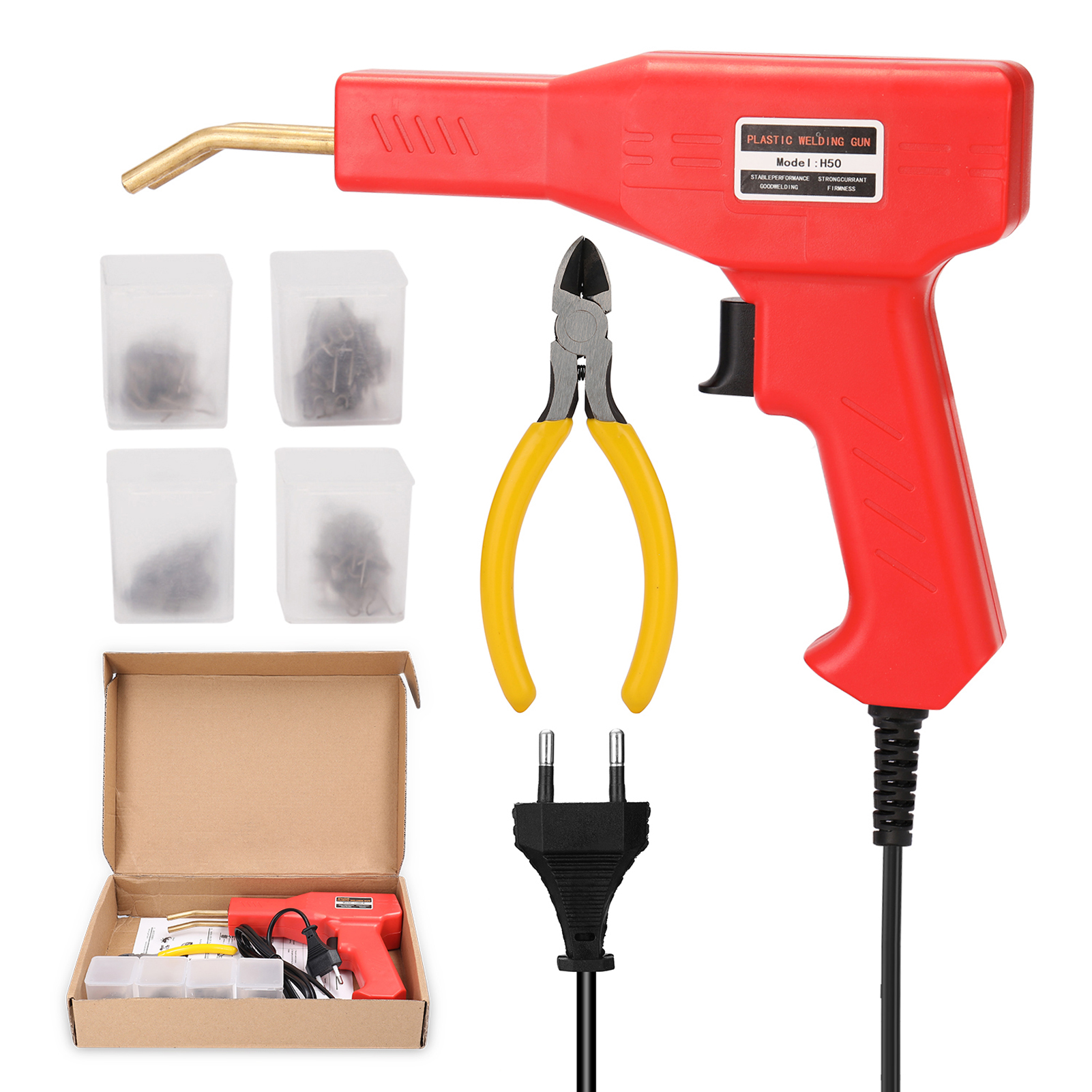 Handliche Kunststoff Schweißer Garage Werkzeuge Heißer Hefter Maschine Grundnahrungsmittel PVC Reparatur Maschine Auto Stoßstangen Schweißen Maschine: UK Stecker / mit Zange