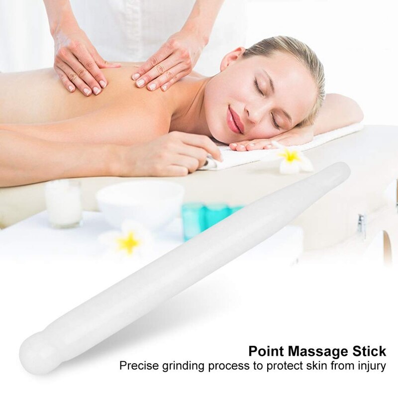 Acupuncture Pen - Massager Jade Roller Natural White Jade Roller Face Care Tool Stone Acupuncture Therapy Point Massage Stick