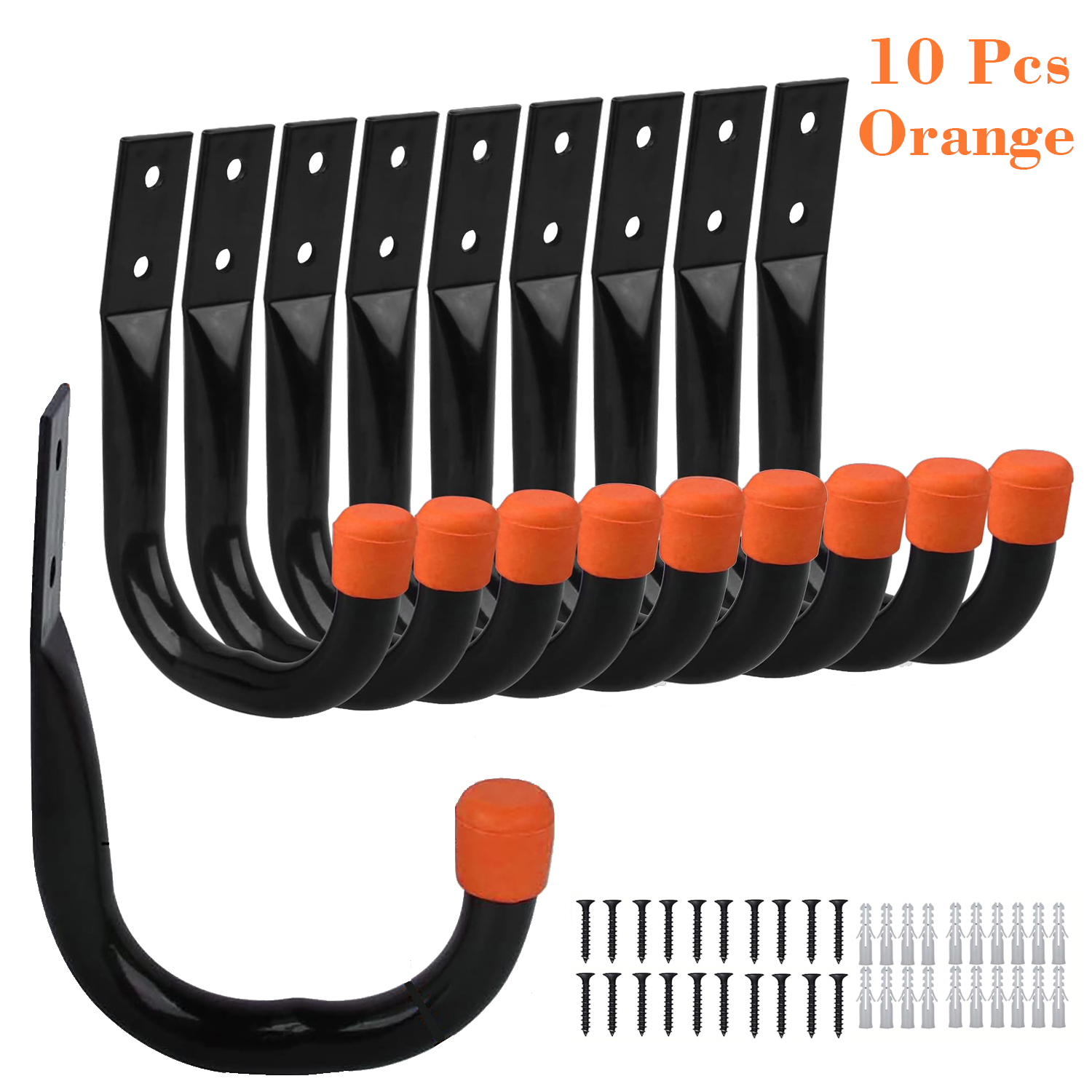 Pack of 6 Heavy-Duty Garage Hooks for Hanging, Large Garage Storage Hooks for Extension Cord Tool Cable, Black Wall-Mounted J Practical Hooks with Wall Anchors and Screws: Yellow