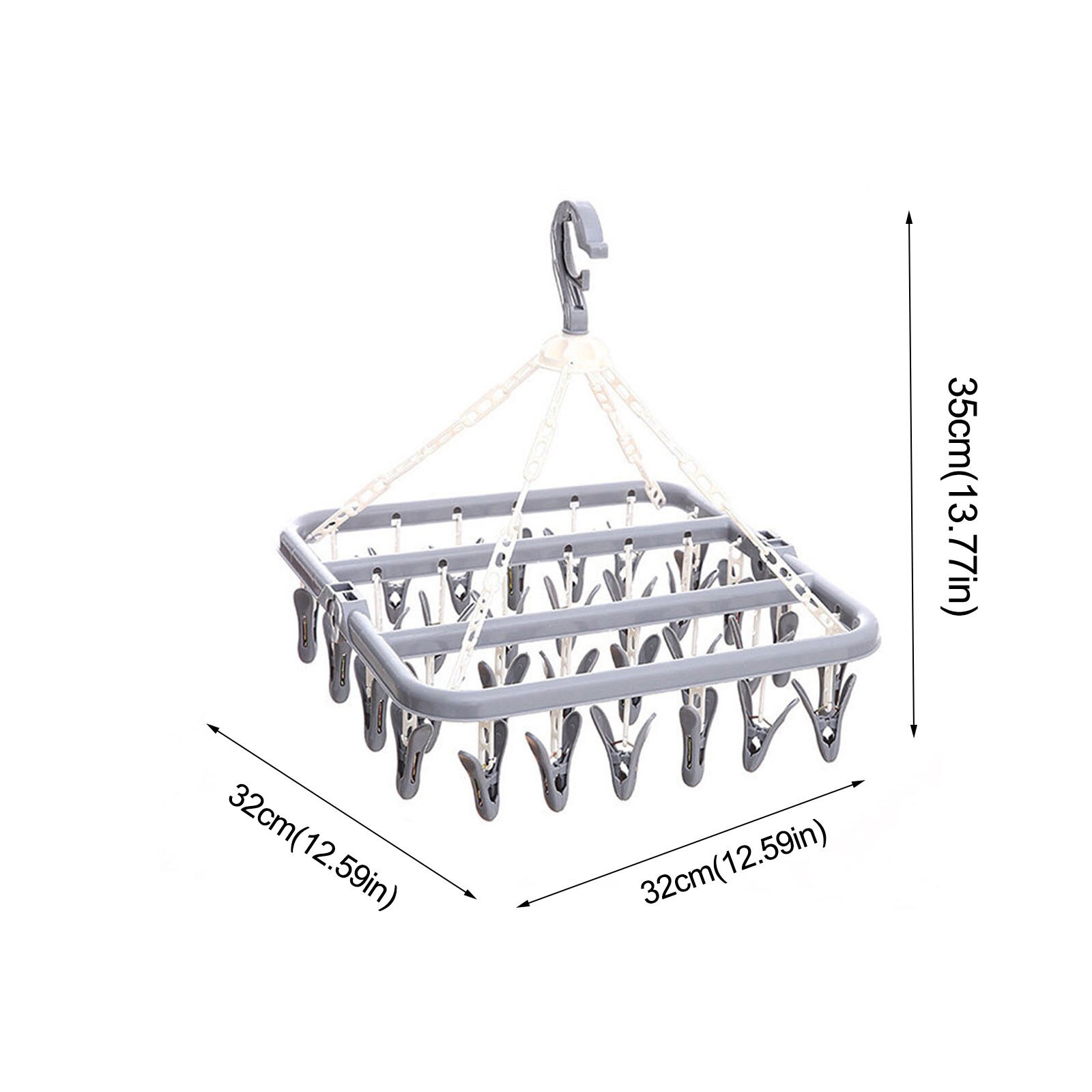 32 Indoor Socks Drying Rack Clips Plastic Foldable Clothes Hanger Dryer Windproof Socks Underwear Rack Children Space Saving