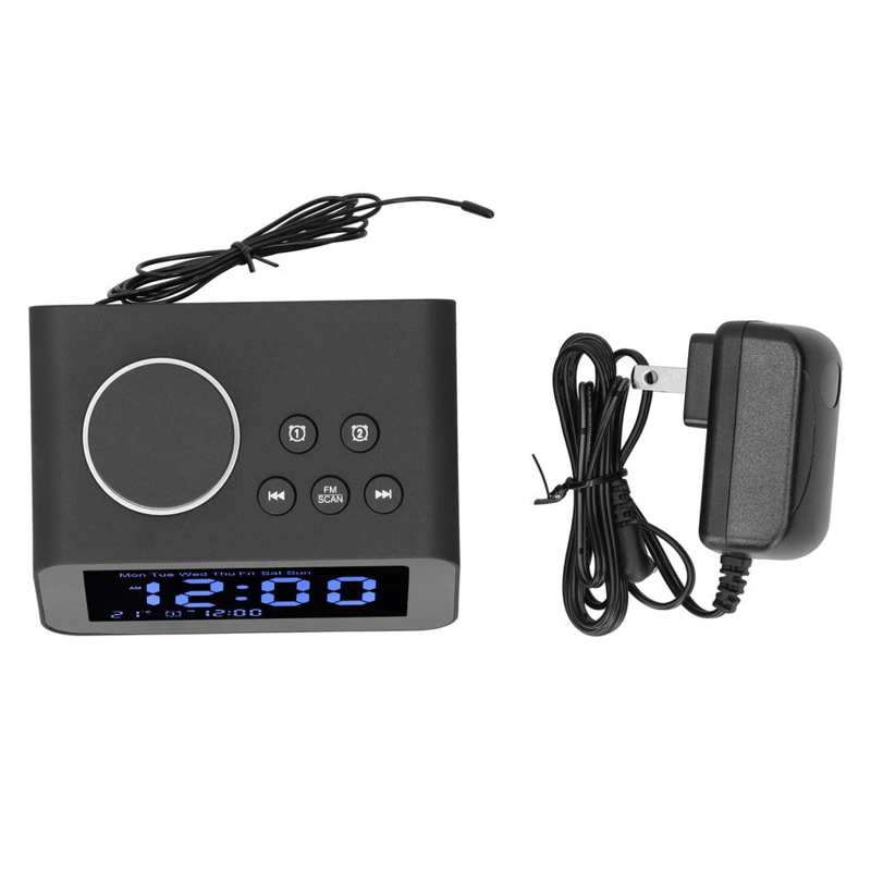 Electronic Clock Desktop Digital Radio Clock USB Charging Electronic Alarm Clock for Bedroom US 100-240V Radio Digital Clock