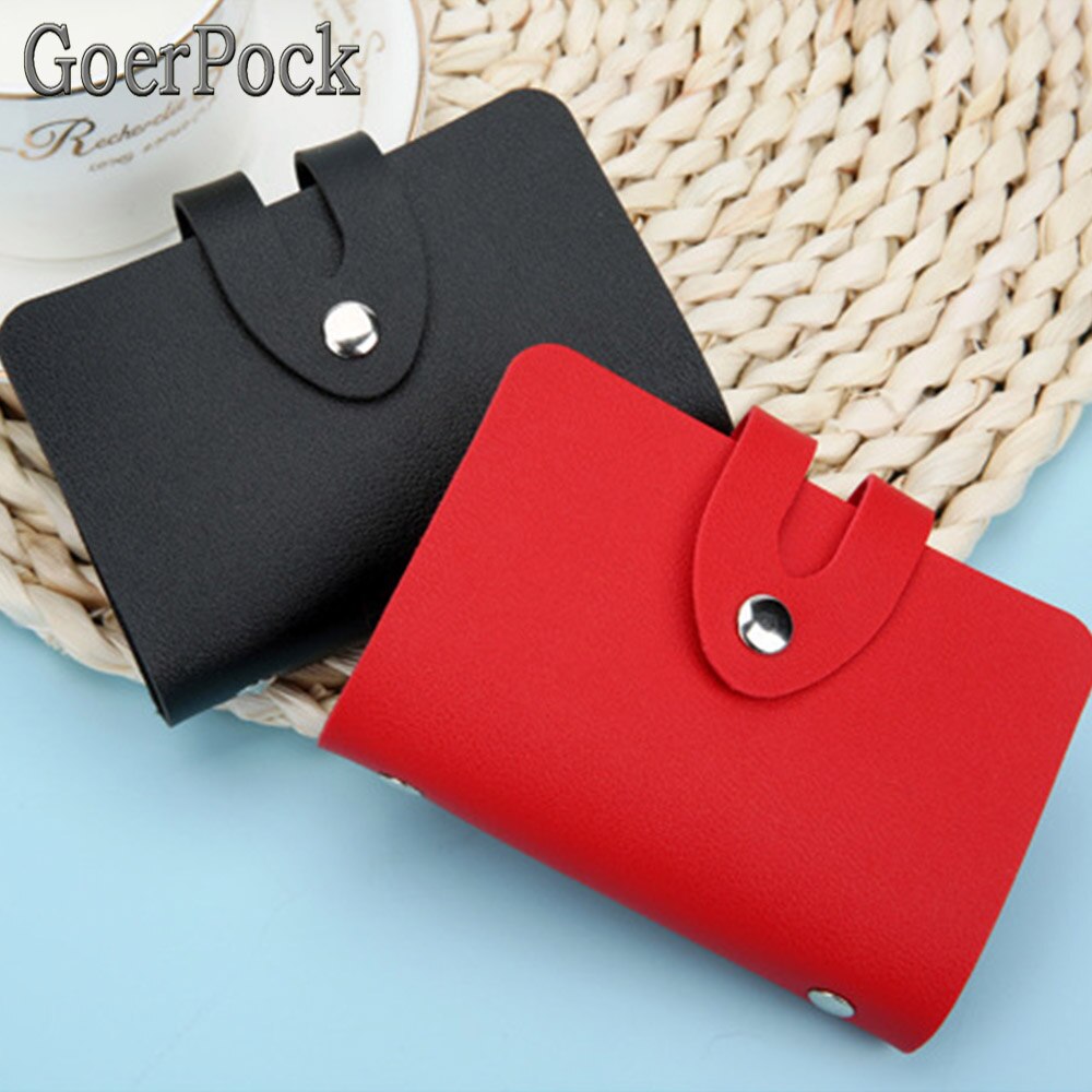 Leather Function 24 Bits Card Case Business Card Holder Men Women Credit Passport Card Bag ID Passport Card Wallet