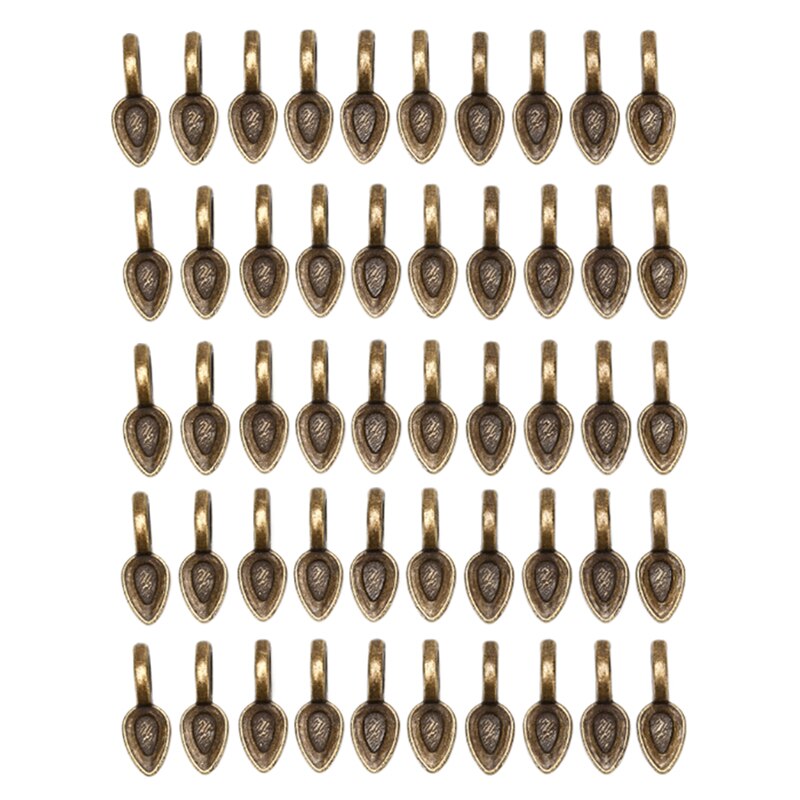 50pcs Glue On Flat Pad Bails Pendants Charms Connector Jewelry Making 21*8mm Connector Hanger for Jewelry Making: Antique Bronze