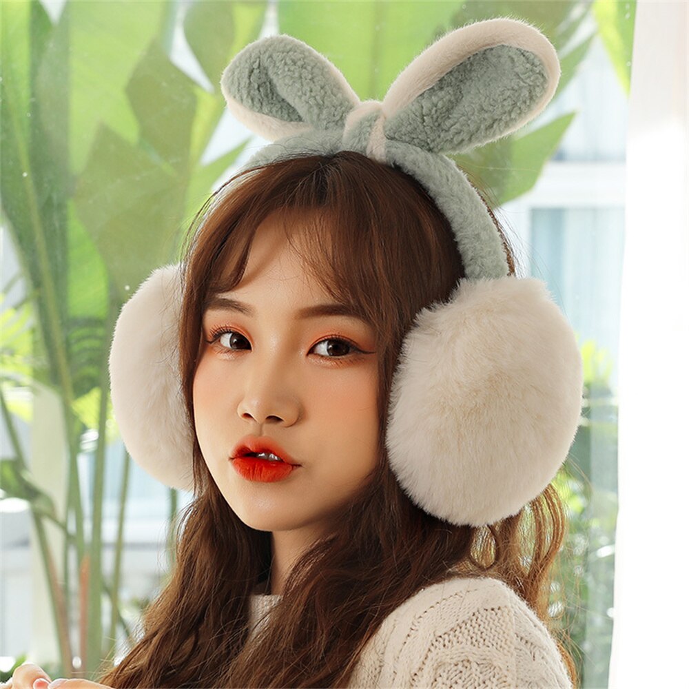 Lovely Winter Warm Bunny Ear Warmers Glitter Ears Plush Earmuffs For Women Playful Girls Ear Muffs Cold Protection Warm