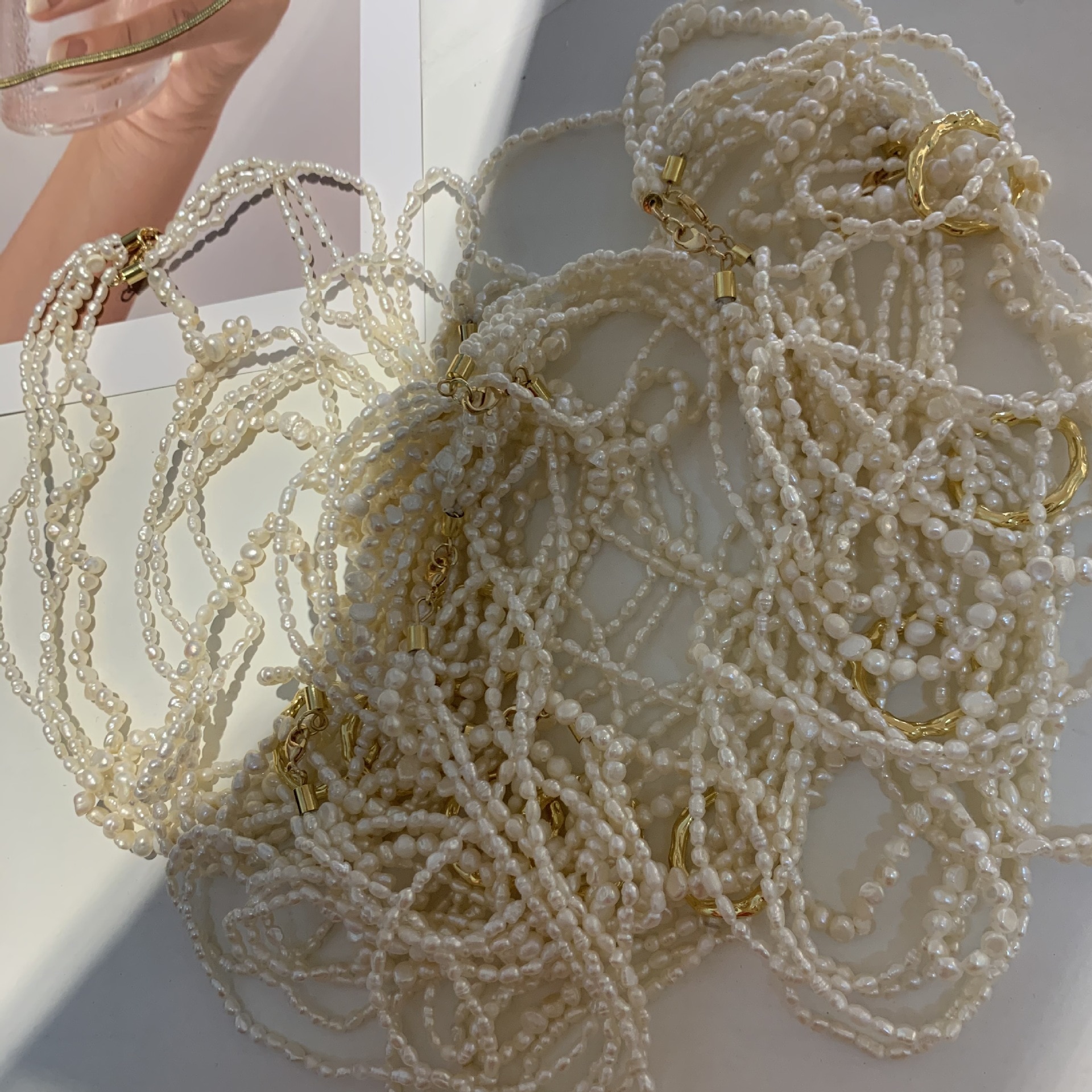 Collier en laiton avec perles naturelles 18K, collier superposé pour femmes, bijoux de mariage, piste, japonaise Souch coréenne