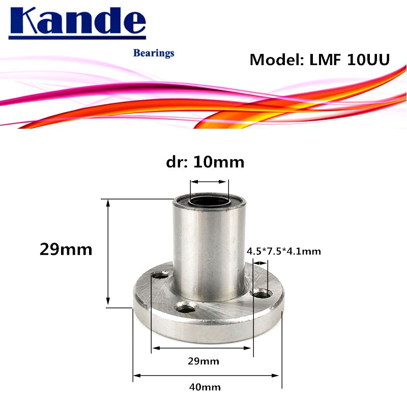 Lmf 10 uu 1 st/lot lmf 10uu rund fläns linjär kullager 10mm lmf 10 för 3d skrivare smf 10uu kande lager