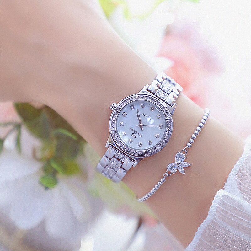 Bee sister dameshorloge luxe roségouden diamanten wijzerplaat met strass steentjes, waterdicht dameshorloge bss -13-38