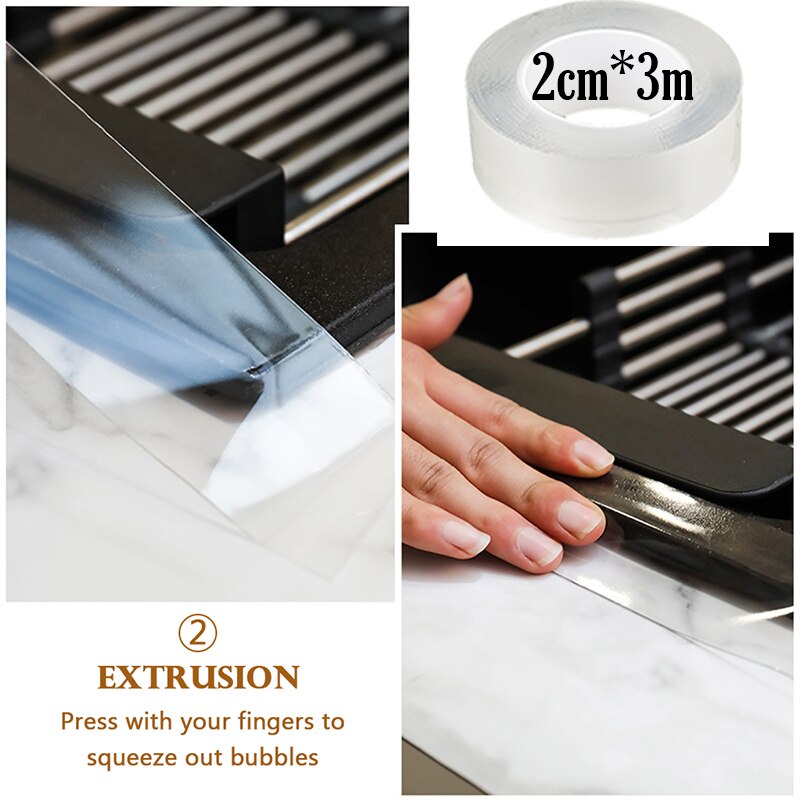 Shower Door Bottom Seal Water Barrier Strip Water Blocker Barrier Floor Partition Strips Clean Tool Mildew Proof Waterproof Tape: 2cm x 3M