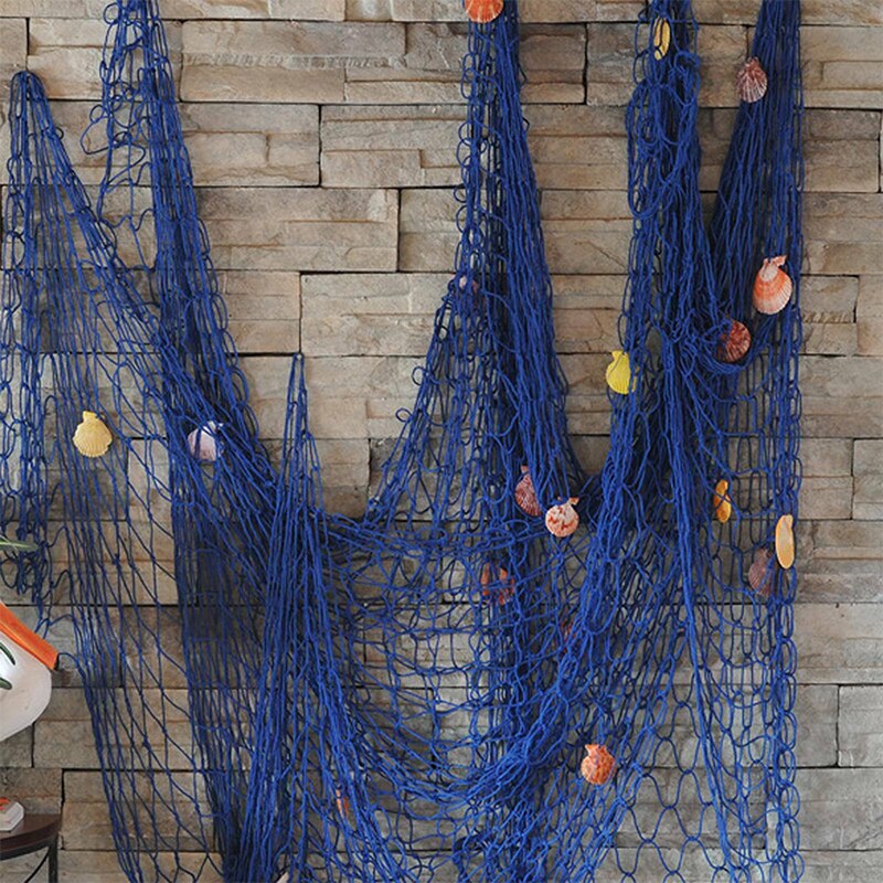1 x 2m væghængende nautisk fiskenet ved havet festskaller haven dekorationer middelhavsstil hjem dekorative fiskenet