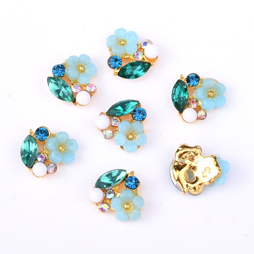 10pcs alloy 3d nail art rose bloemen sieraden nagels crystal rhinestones nailart nagels decoraties komen accessoires Y951 ~ 958