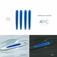 4pcs Set Reflective Stickers Distance Night Safety Strip Warning Decal: Blue