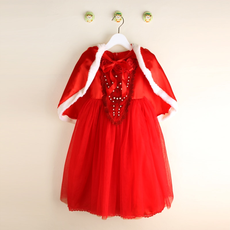 Winter Girl Dress Children Red Hoodie Princess Dresses Kids Christmas Party Costume for Girl With Cap Dresses for Girls