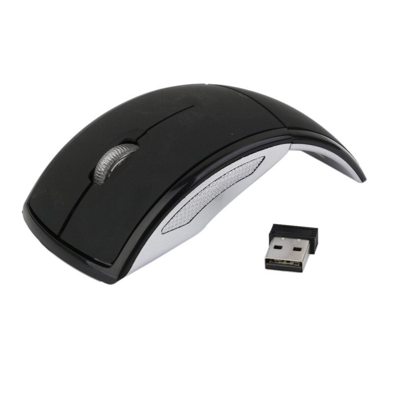 Trådløs mus 2.4g datamaskinmus sammenleggbar reisenotisbok mute mus minimus usb nano-mottaker for bærbar pc stasjonær gamer: Svart