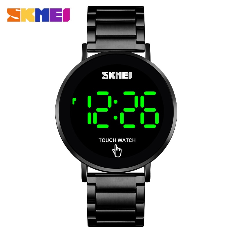 Skmei Mode Horloge Mannen Digitale Horloge Mannelijke Touch Screen Led Licht Display Waterdicht Roestvrij Stalen Band Montre Homme