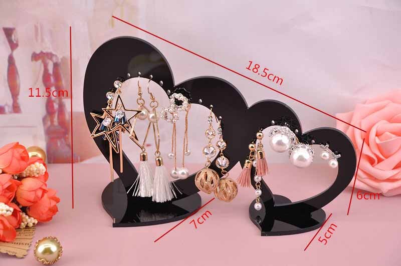 Acrylic Earring Display Necklace Stand Shelf Earring Holder Jewelry Organizer Necklace Showing Stand Earring Case: Heart / White