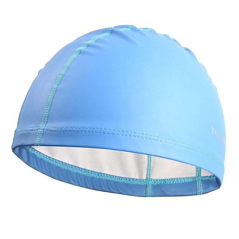Taddlee Brand Swimming Cap Men Silicone Lycra Swim Hat Pool PU Fabric Swim Hat Waterproof Adult Swim Wear Accessories large size: Blue