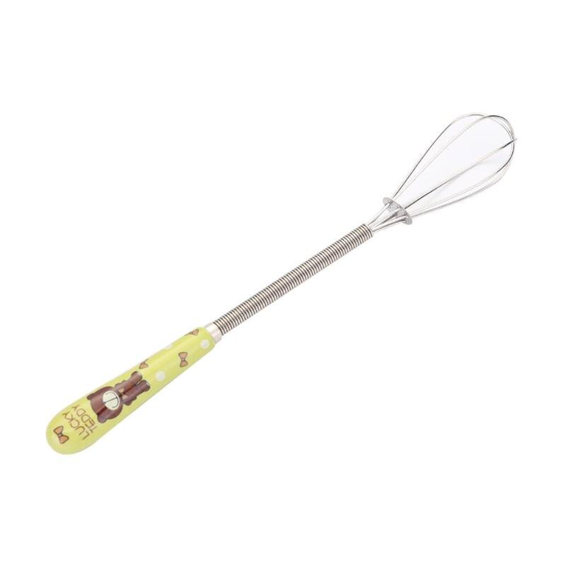 Multifunction Ceramic Handle Stainless Steel Hand Egg Beater Manual Egg Stirring Whisk E5M1: Green