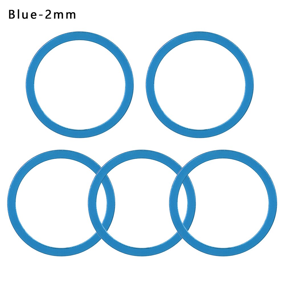 5PC 1~2.5mm Aluminium Alloy Bicycle Flywheel Hub Spacer MTB Bike Bottom Bracket Washer Bike Axle Washer Gasket Freewheel Gap: Blue 2mm