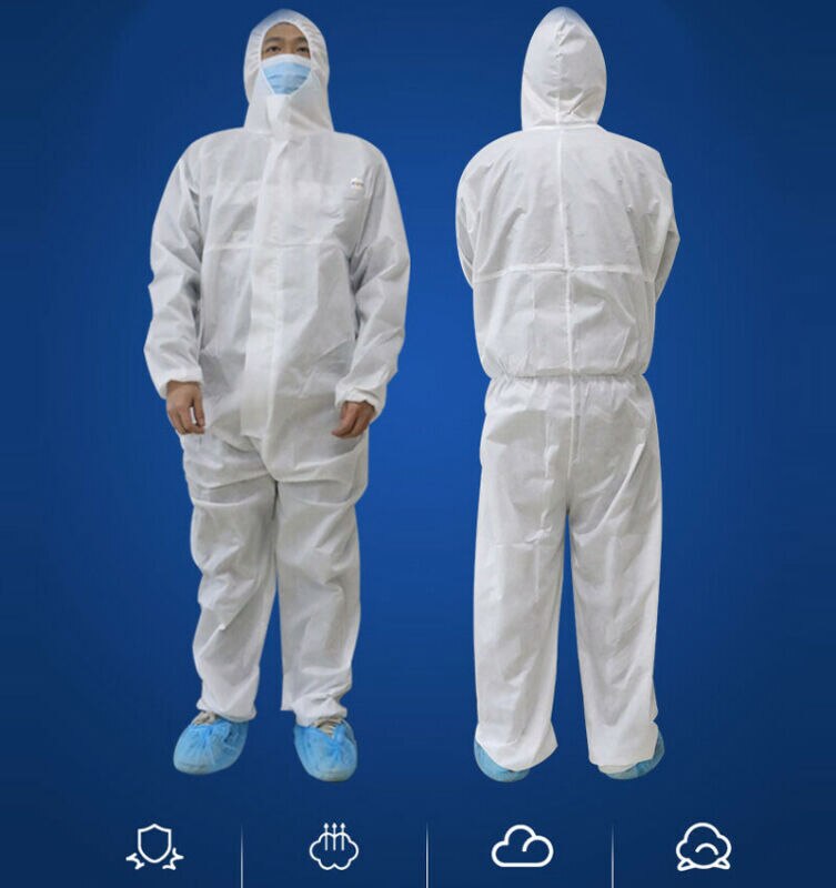 White Coverall Hazmat Suit Virus Protection Disposable Anti-Virus Clothing Disposable Factory Workshop Safety Clothing