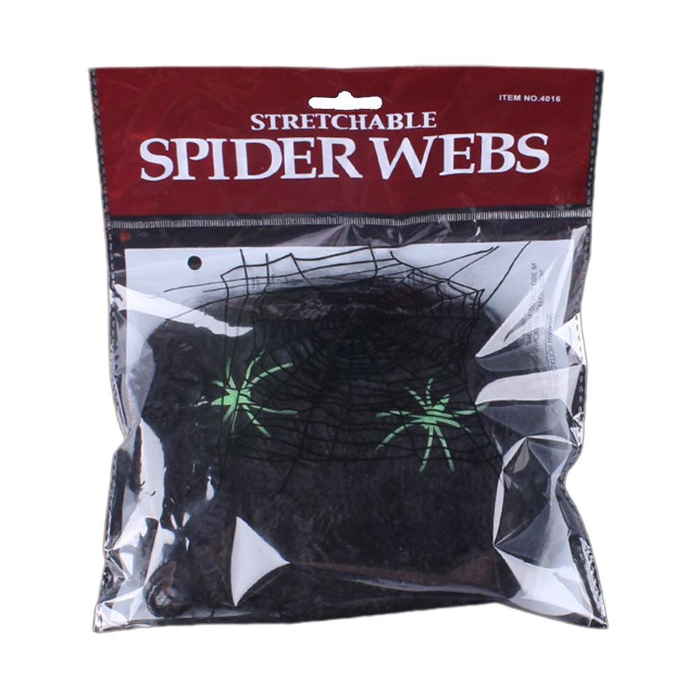 Halloween Scary Stretchy Spider Web Cobweb With Spider for Bar Haunted House Arranged Decor Halloween Party Decoration Supplies: Black