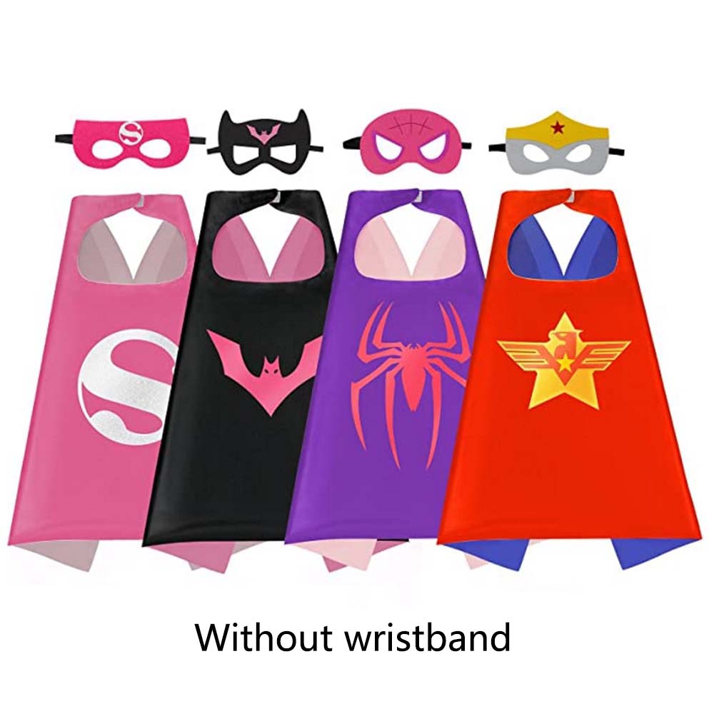 4 sets Superhero Capes masks for 3-10 Year Old girl Cartoon Dress Up Costumes Party Supplies Easter Halloween cloak: Red