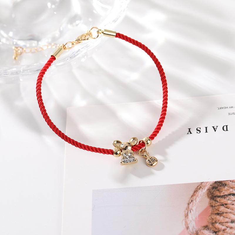 Popular Girl Bracelet Bracelet Wild Temperament Year Red Zodiac Year Of The Rat Transit Blessing Bracelet: white