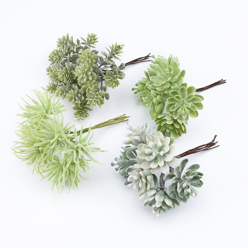 6 stk kunstige planter plastblomst til fest jul hjemmedekorasjon tilbehør scrapbooking gjør-det-selv-godteriboks
