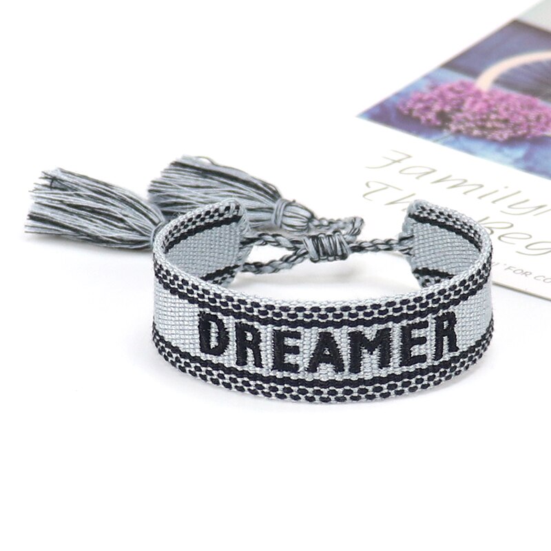 Coppie di amore Del Braccialetto Per Le Donne Degli Uomini Lace-up Regolabile Intrecciato I Braccialetti Tessuto Braccialetti Della Nappa Boho Originale Commercio All'ingrosso Dei Monili: Dreamer-blue