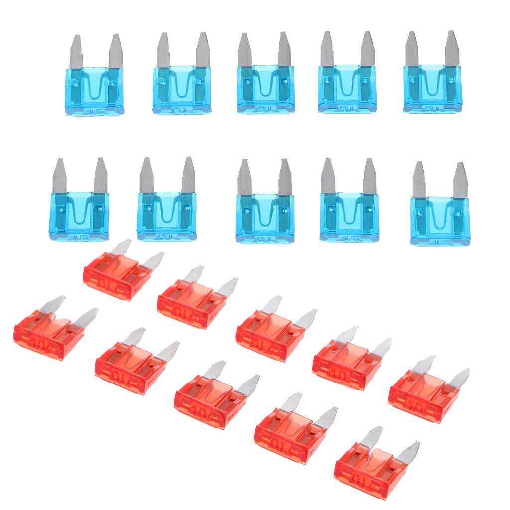 20 Pieces Car Truck Motorcycle Circuit 10A 15A Mini Blade Fuse Assortment