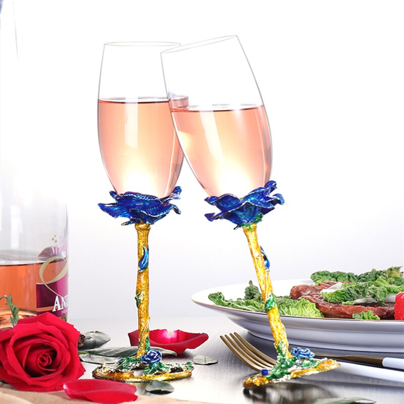 Creatief Emaille Kleur Loodvrije Crystal Champagne Glas Home Beker Wijn Glas Huwelijkscadeau