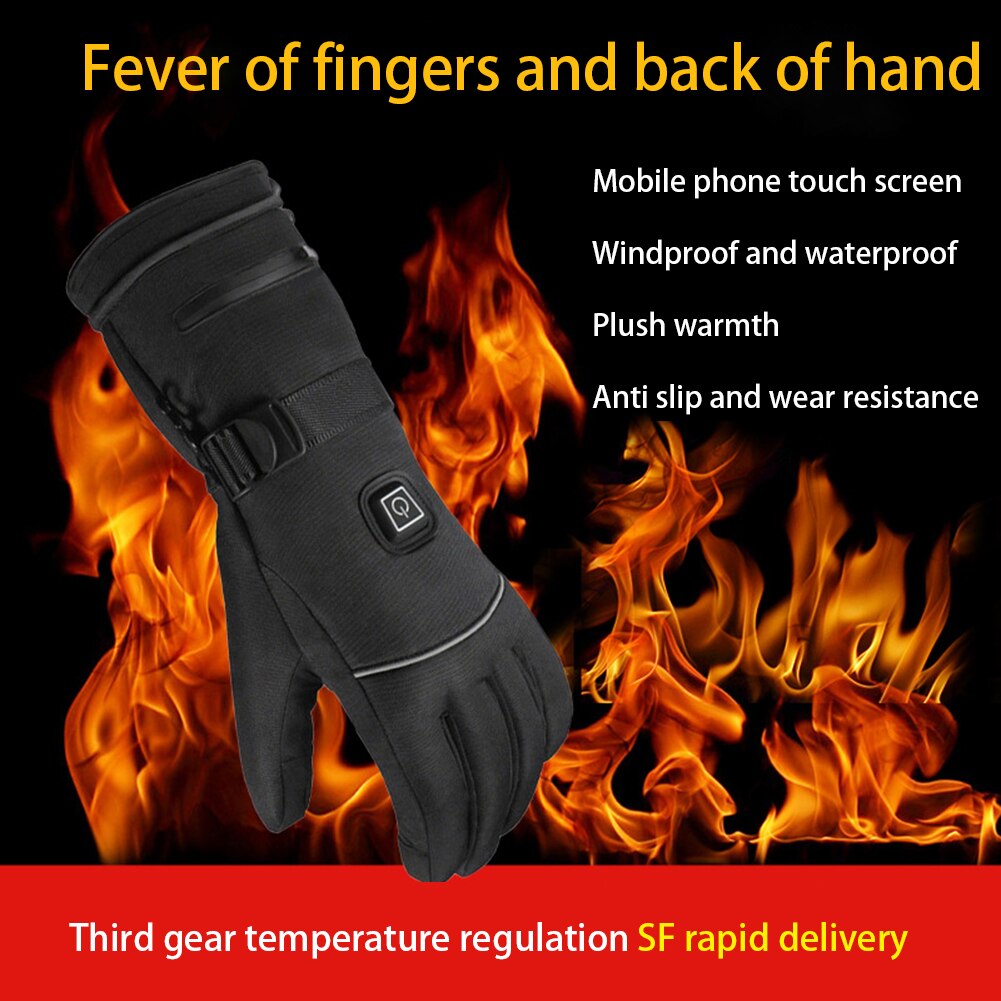 Waterproof Electric Heated Gloves Winter Thermal Gloves 4000mAh Battery Powered For Ski Climbing Heating Gloves Full Finger