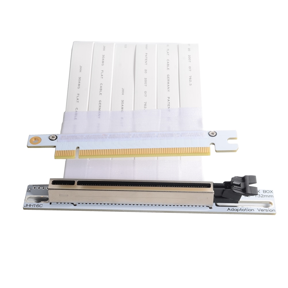 White PCIe Riser Cable, 3.0 x16 PCI Express Riser Extender, 90 Degree GUP Riser Cable for Graphics Card Vertical Mount Updated