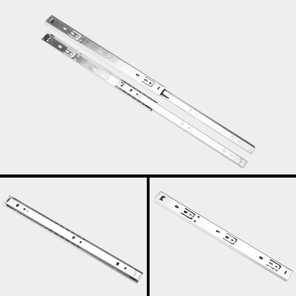Cold-rolled Steel Drawer Slides 2Pcs 10"-18" 27mm Furniture Slide Steel Ball Bearing Slide Cabinet Slide Cupboard Drawer Runners