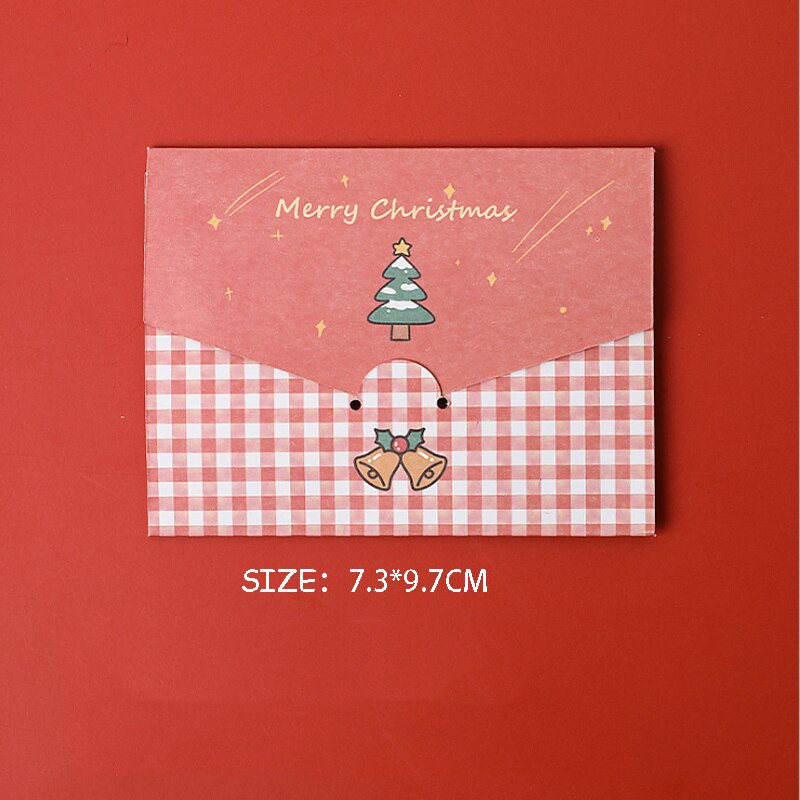6pcs Christmas series greeting card blessing envelope diy folding message Santa Bunny Elk Gingerbread Man Girl Snowman: Christmas bell