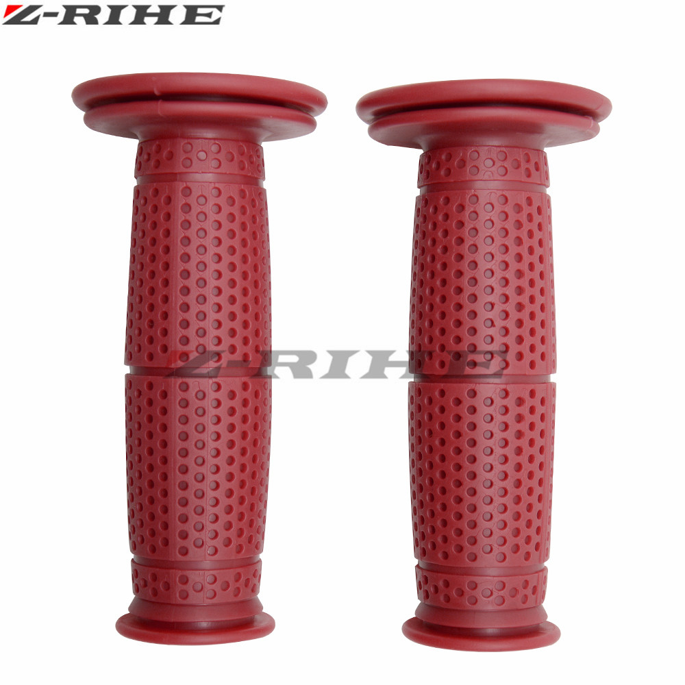 7/8 "22 cm Motorcycle Hand Grips Retro Handvat Rubber Bar Gel Grip voor Triumph Street Scrambler Vespa GTS 300 piaggio Moto Guzzi: red