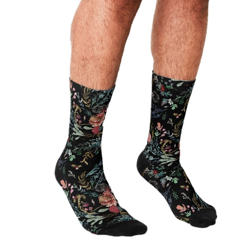 Grappige Mannen Sokken Maan Glow Night Strand Gedrukt Hip Hop Mannen Gelukkig Sokken Leuke Jongens Street Style Crazy sokken Voor Mannen: W91