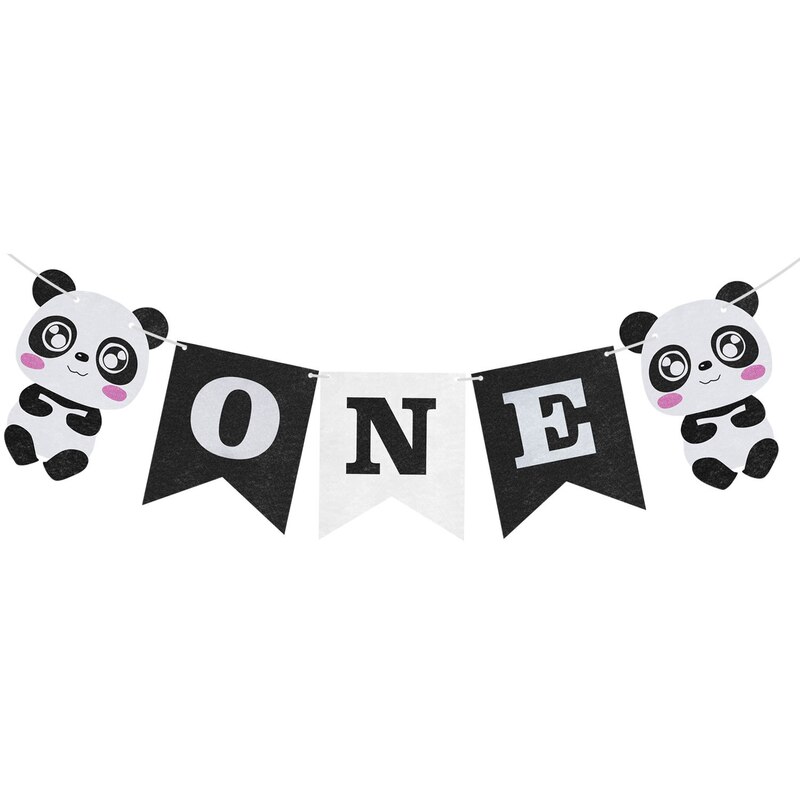 Cute Panda Theme First Birthday Boy Party Non-woven Fabric Birthday Banner Garland Party Supplies Birthday Party Decoration