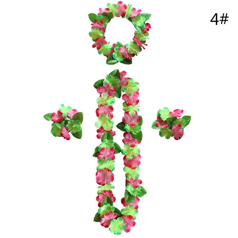 4 stk/sæt fancy kjole kunstig hawaiiansk blomst leis guirlande halskæde fest hawaii strand sjove blomster gør-det-selv fest dekoration: D