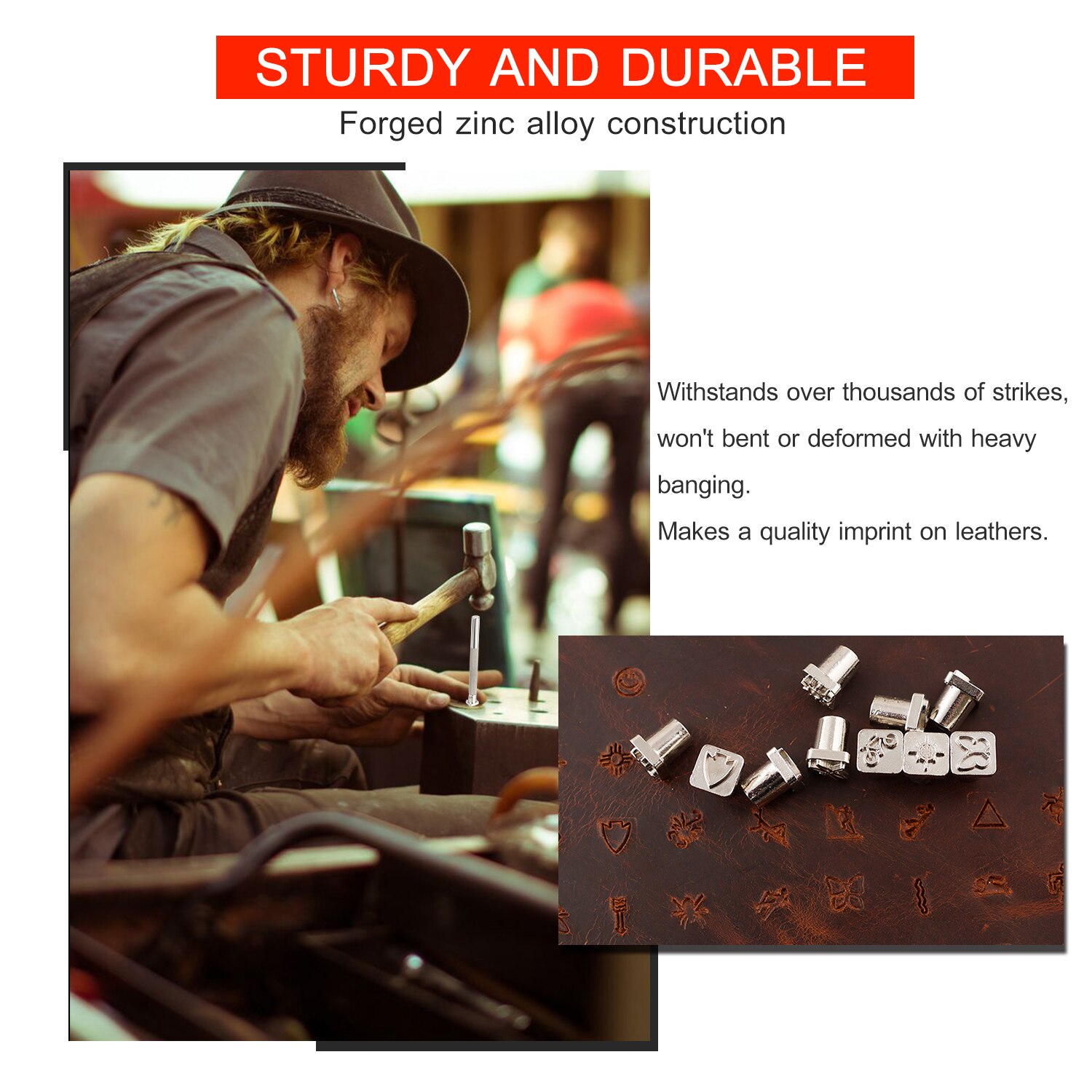 32Pcs Leather Stamp Set Indian Lore Leathercraft Stamping Tools Set 1cm Wide Leather Stamping Kit with Handle for Leatherwork