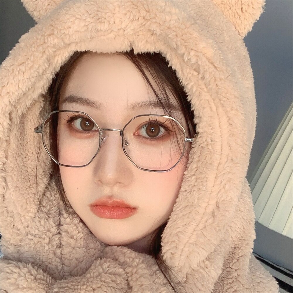 Trendy Transparent Computer Metal Frames Women Men Anti Blue Light Polygonal Eyewear Blocking Glasses Optical Spectacle Eyeglass